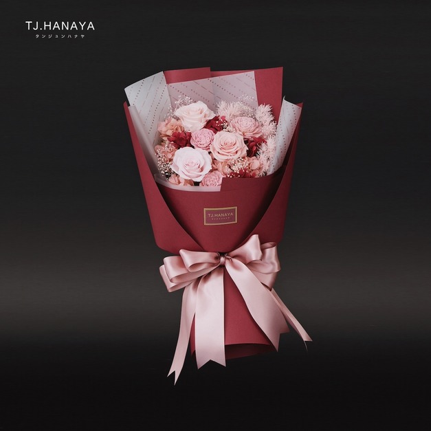 情人節永生粉玫瑰花束｜大