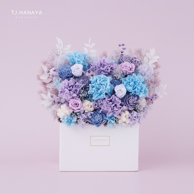 永生康乃馨長型盆花｜藍紫