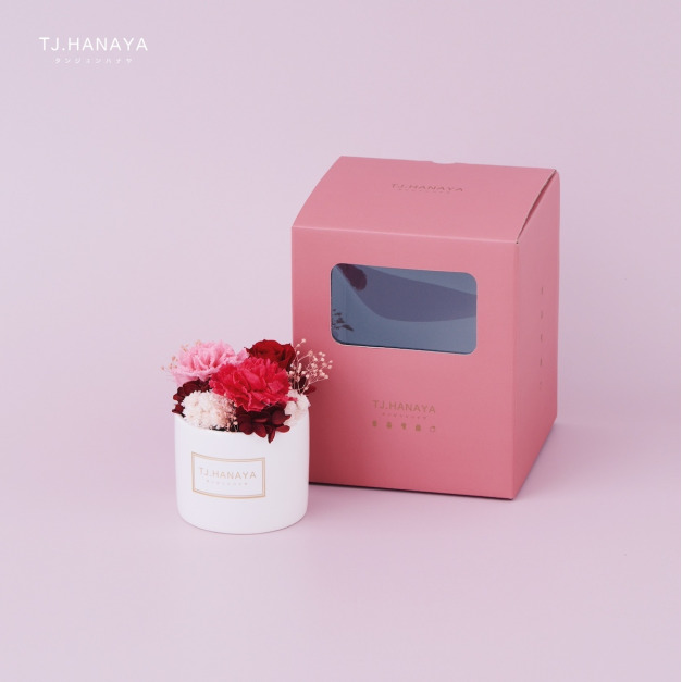 永生康乃馨小圓禮盒｜紅粉