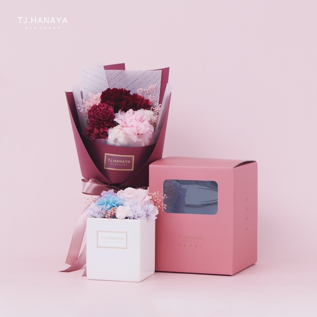 永生康乃馨禮盒｜小花方盆