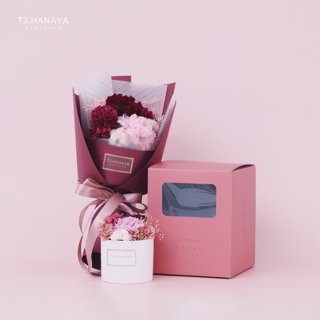 永生康乃馨禮盒｜小花圓盆