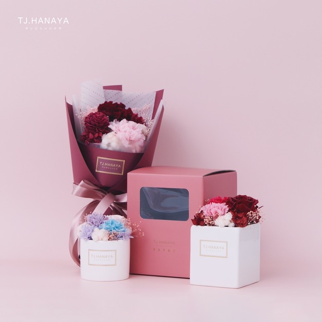 永生康乃馨禮盒｜雙盆花束