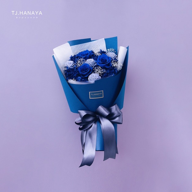 永生玫瑰畢業花束｜靛藍