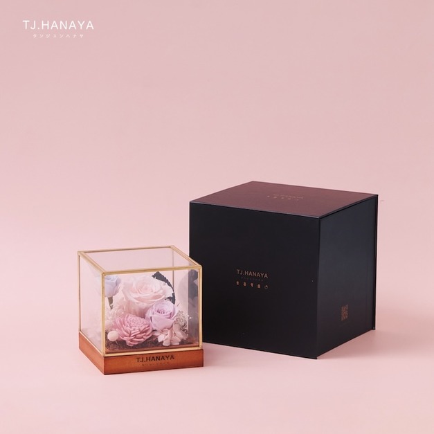 永生玫瑰玻璃盒｜粉色