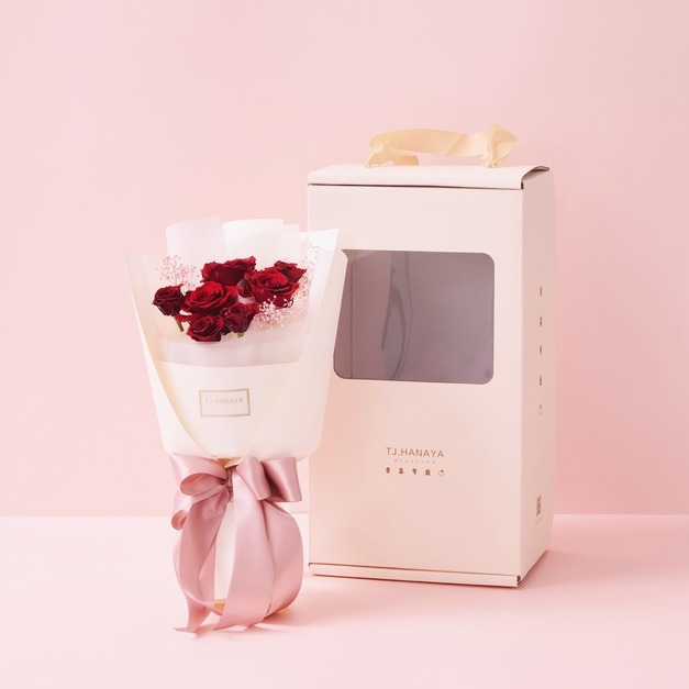情人節永生紅玫瑰花束｜小