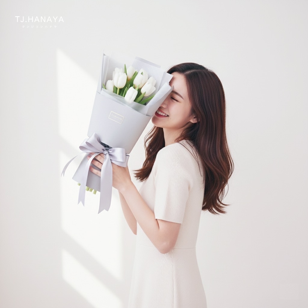 白色鬱金香-鬱金香花束-鬱金香送人