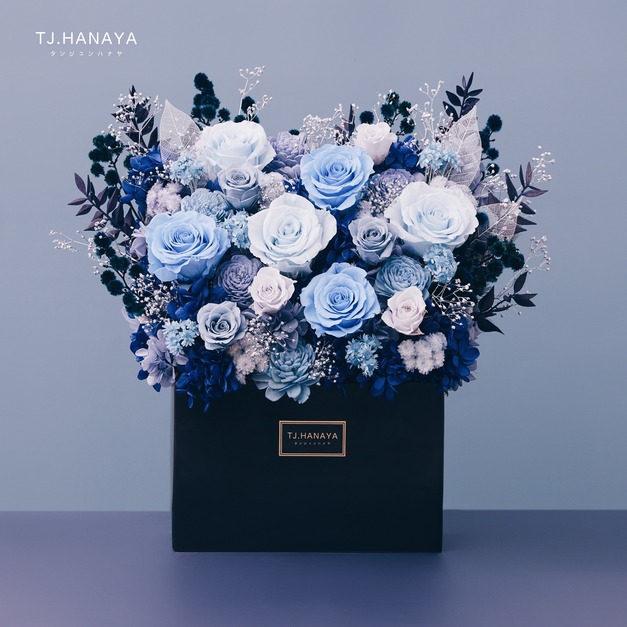 深藍色花禮-開店花禮推薦-店面櫃檯盆花