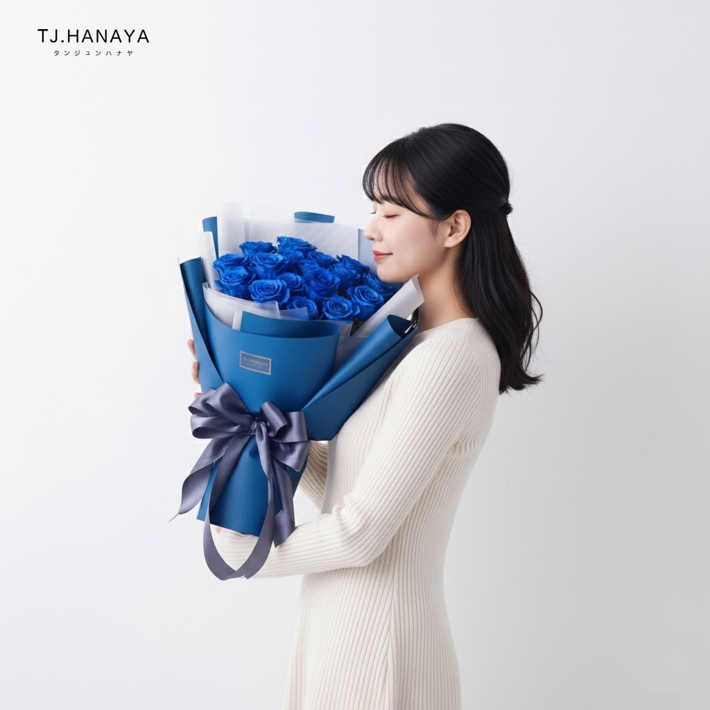 深藍玫瑰求婚花束-深藍色玫瑰花束推薦-深藍玫瑰永生花
