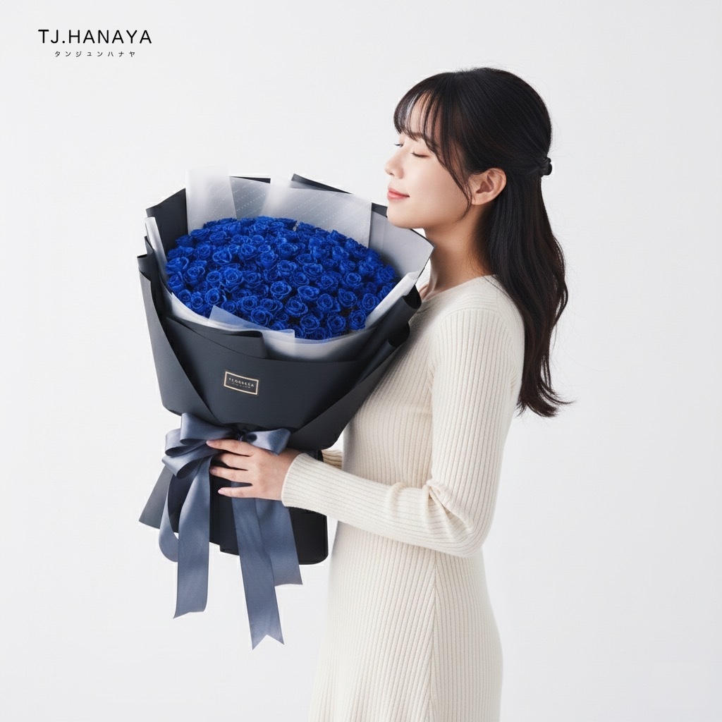 深藍玫瑰99朵花束-深藍色玫瑰求婚花束-求婚深藍玫瑰