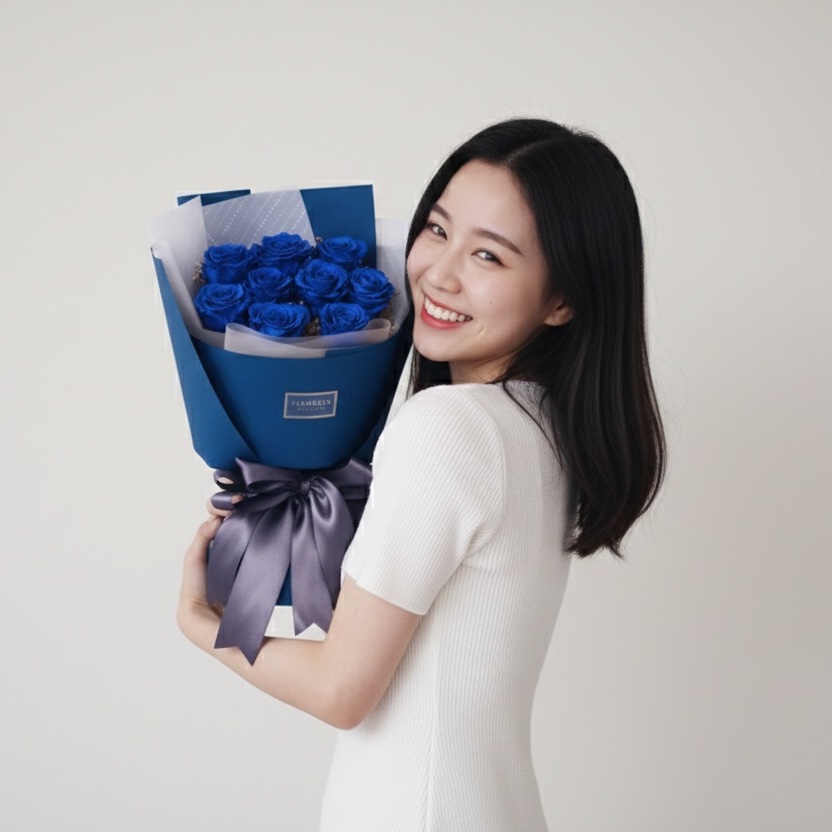 情人節深藍色花束推薦-深藍玫瑰花束-質感告白花束