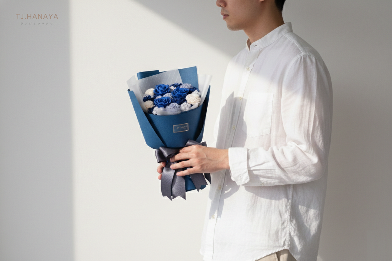 深藍色花束-送男生花束-男生喜歡什麼花