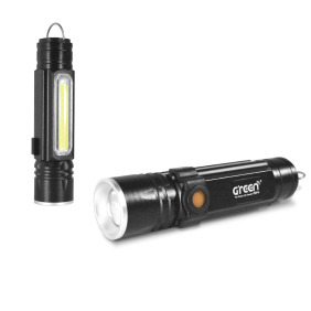 【GREENON】超強光USB工作LED手電筒(GSL-380) IPX6防水 強力磁鐵 吊環可佩掛