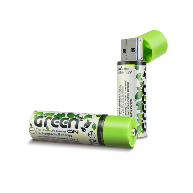 【GREENON】USB充電環保電池(AA/3號)-2入 鎳氫電池