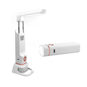 【GREENON】二合一創意折疊檯燈(手電筒+LED閱讀燈) 手機架 USB充電式 現代簡約風