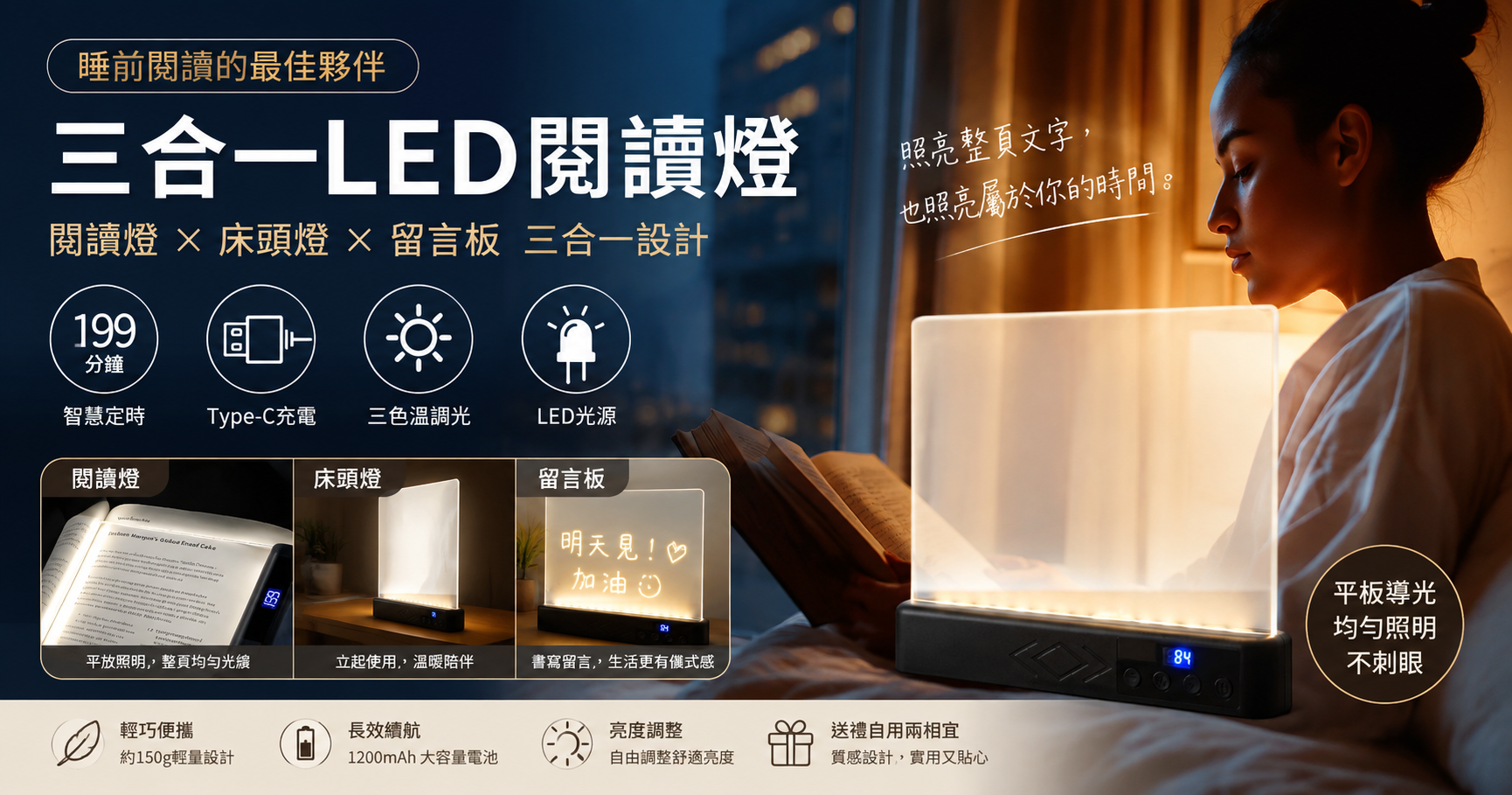 被另一半嫌開燈太亮？我試了這款「三合一LED閱讀燈」，終於找回深夜看書的自由！