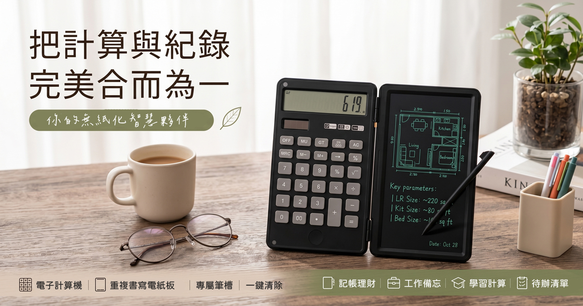 記帳、工作、學習都適用｜二合一計算機電紙板筆記本開箱