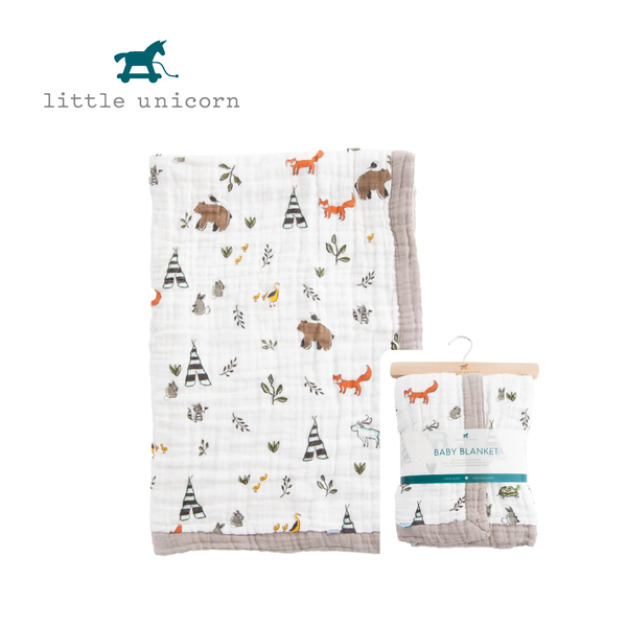 『缺貨』【Little Unicorn】純棉寶寶毯 動物森林