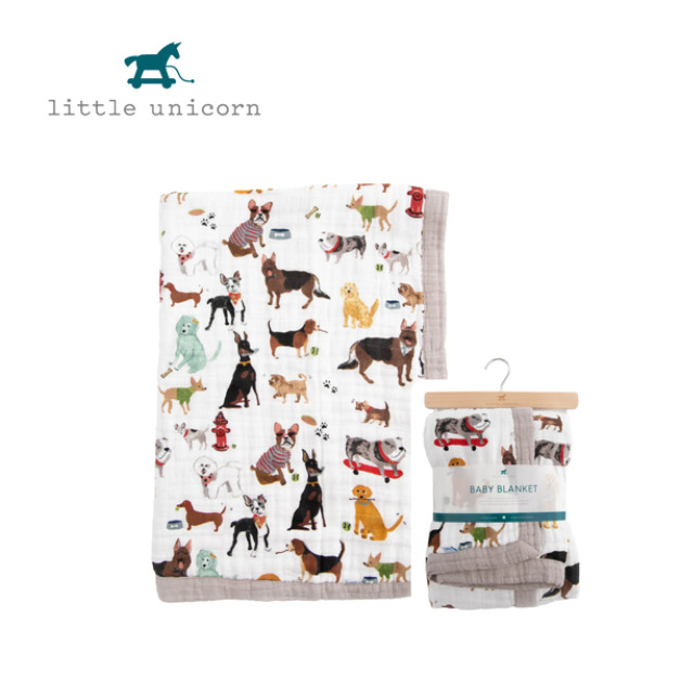 『缺貨』【Little Unicorn】純棉寶寶毯 小狗當家