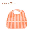 『缺貨』【Grech&Co】防水圍兜 粉棕條紋