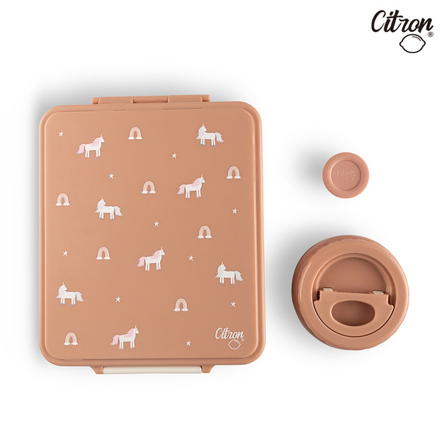 【Citron】餐盒三件組_彩虹獨角獸(內含:小保溫食品罐*1+醬料罐*1)