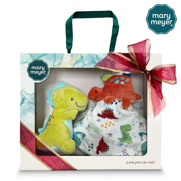 【MaryMeyer】聖誕禮盒-蹦蹦小恐龍(節慶緞帶+柔軟手搖鈴+柔軟安撫巾)