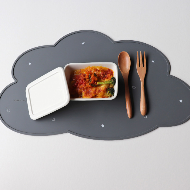 【Trick Holic】星星月亮雲朵矽膠餐墊-質感灰