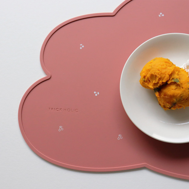 【Trick Holic】櫻桃雲朵矽膠餐墊-玫瑰粉