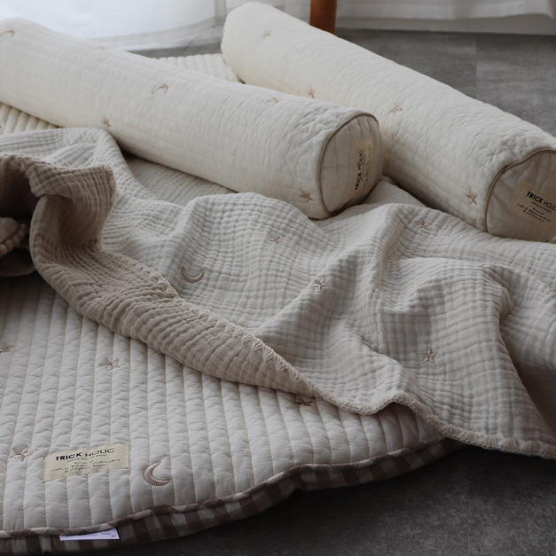 【Trick Holic】星星月亮雙色膚六層紗毯子-140×85cm