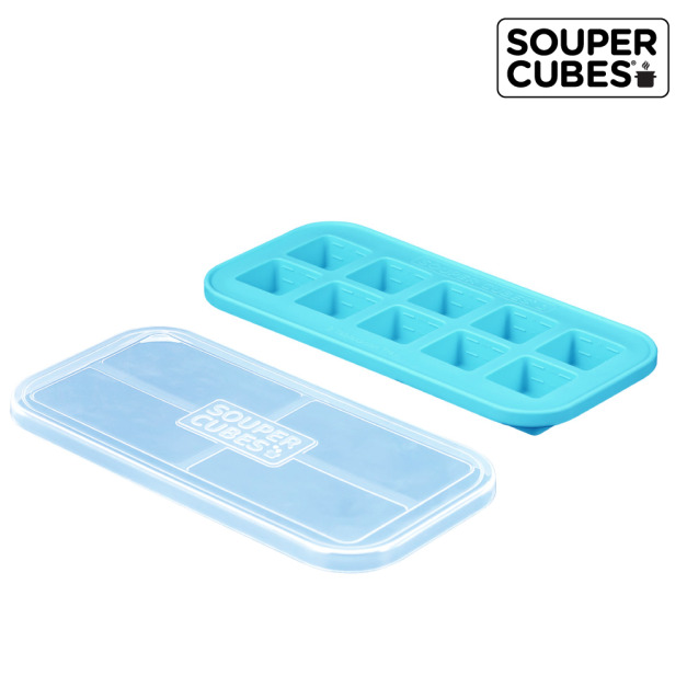 【Souper Cubes】多功能食品級矽膠保鮮盒10格(30ML/格)-湖水綠