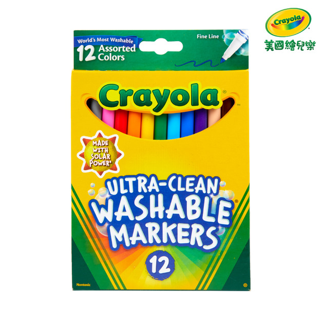 『新品預購-9月出貨』【Crayola 繪兒樂】可水洗細錐頭彩色筆12色(適用年齡:3歲以上)