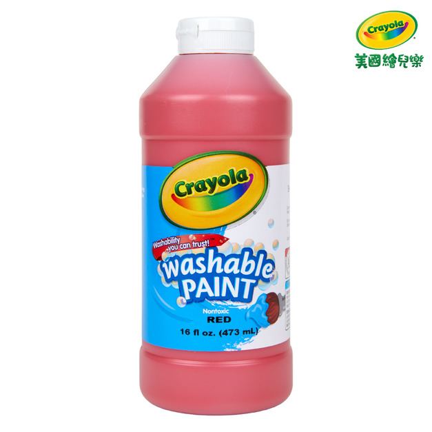 『新品預購-9月出貨』【Crayola 繪兒樂】可水洗兒童顏料16OZ紅色(適用年齡:3歲以上)