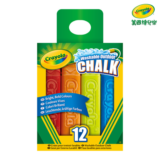 『新品預購-9月出貨』【Crayola 繪兒樂】可水洗戶外粉筆12色(適用年齡:4歲以上)