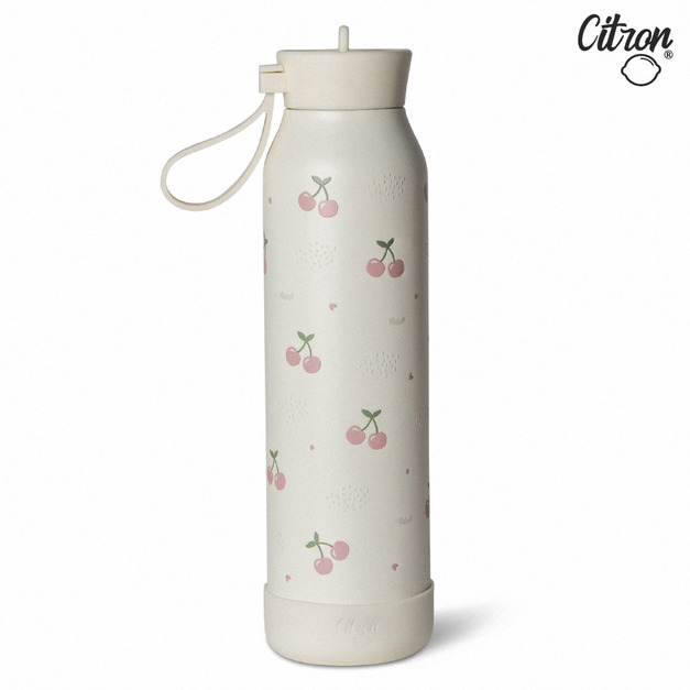 『缺貨』【Citron】矽膠提把三層保溫瓶_500ml_甜美櫻桃