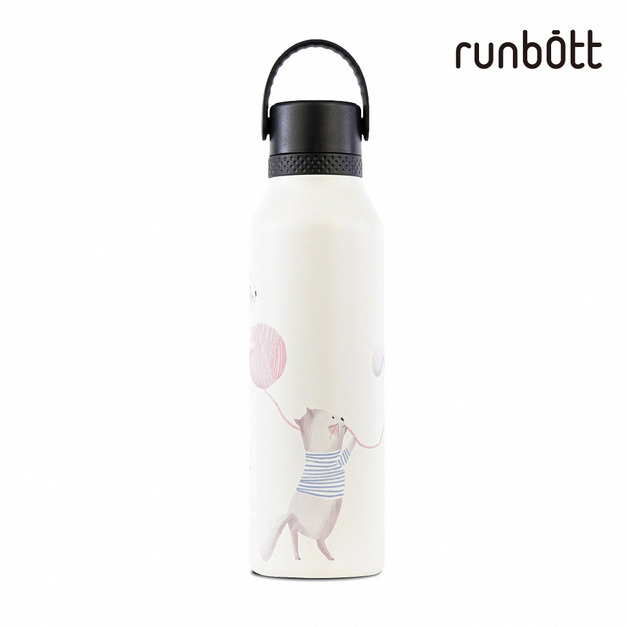 『新品』【runbott】Mii 輕量陶瓷保溫瓶600ml_慵懶貓咪