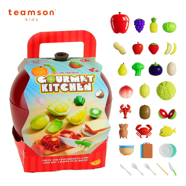 『新品』【Teamson kids】家家酒趣味切切樂-紅蘋果32件精裝版