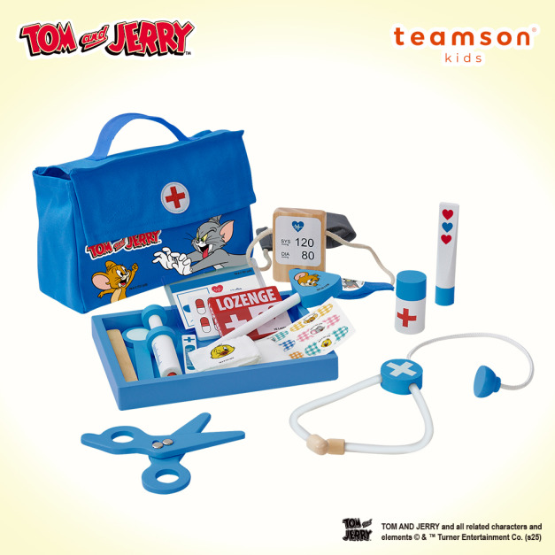 『新品』【Teamson kids】Tom&Jerry 貓和老鼠小醫生木製護理玩具包組