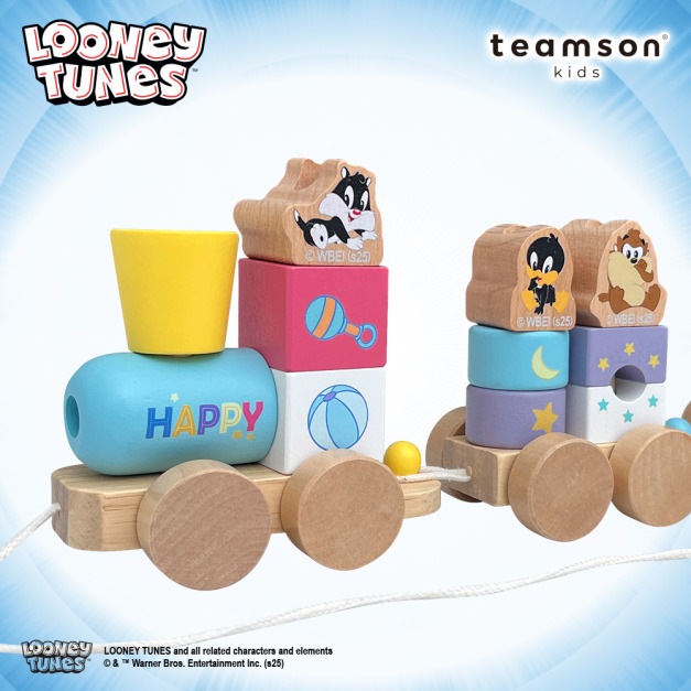 『新品』【Teamson kids】華納Looney Tunes 造型小火車組拉繩組(樂一通木製火車)