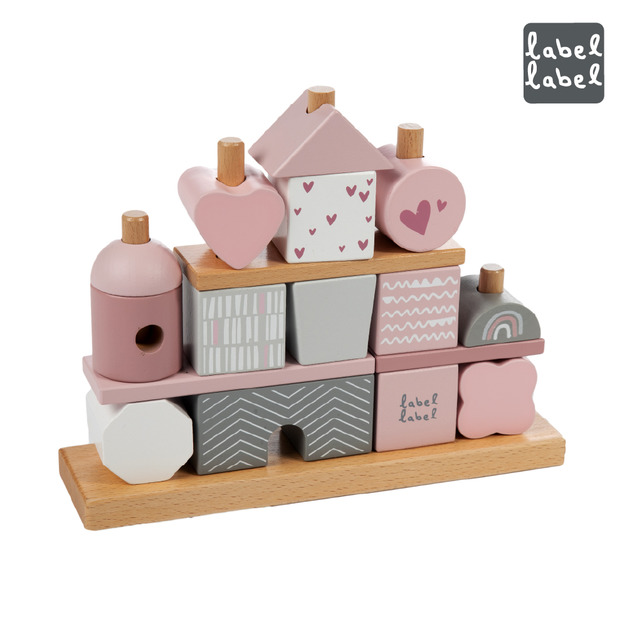 『新品現貨』【Label Label】木質積木屋疊疊樂-粉色