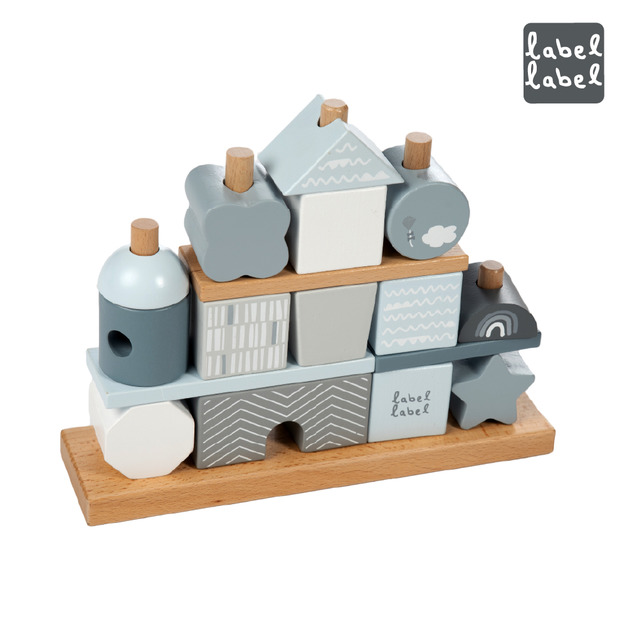 『新品現貨』【Label Label】木質積木屋疊疊樂-藍色