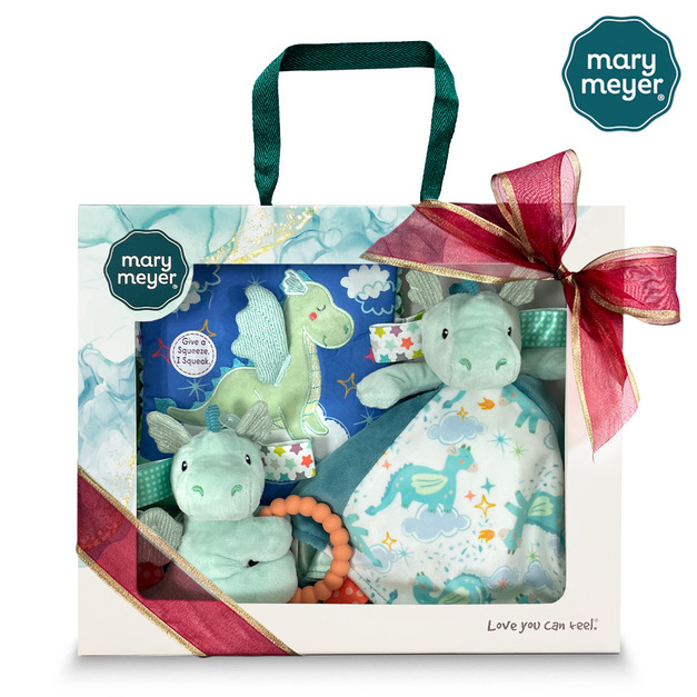 【MaryMeyer】聖誕禮盒-小飛龍臻藏禮盒(紅緞帶+標籤沙沙紙+標籤親膚安撫巾+標籤手搖鈴)