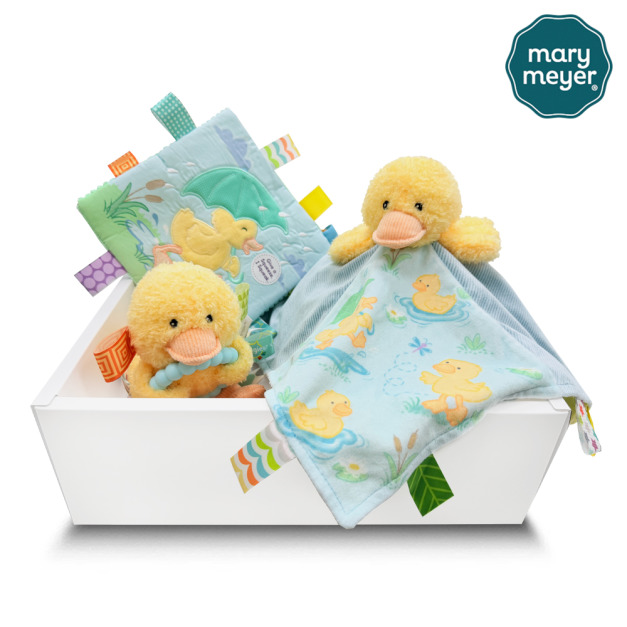 『新品預購-4月出貨』【MaryMeyer】泡泡鴨臻藏禮盒(標籤手搖鈴+親膚安撫巾+動物安撫沙沙紙)