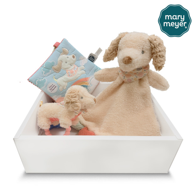 『新品預購-4月出貨』【MaryMeyer】跳跳臘腸狗臻藏禮盒(多功能固齒沙沙紙+柔軟手搖鈴+安撫巾)