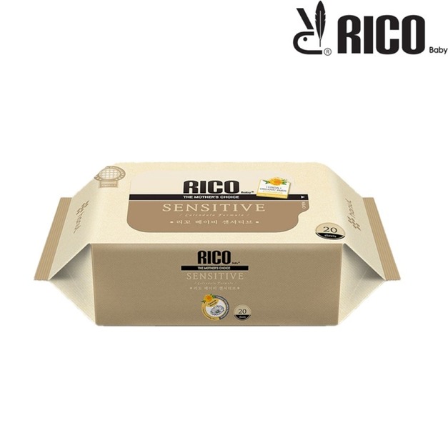 『箱購下單禮 2025年09-10月』【韓國RICO baby】金盞花有機天然厚款濕紙巾(Sensitive-20抽-無蓋)-單包/箱購請另選規格加價購-如訂箱購24入贈涼感濕紙巾15抽1包