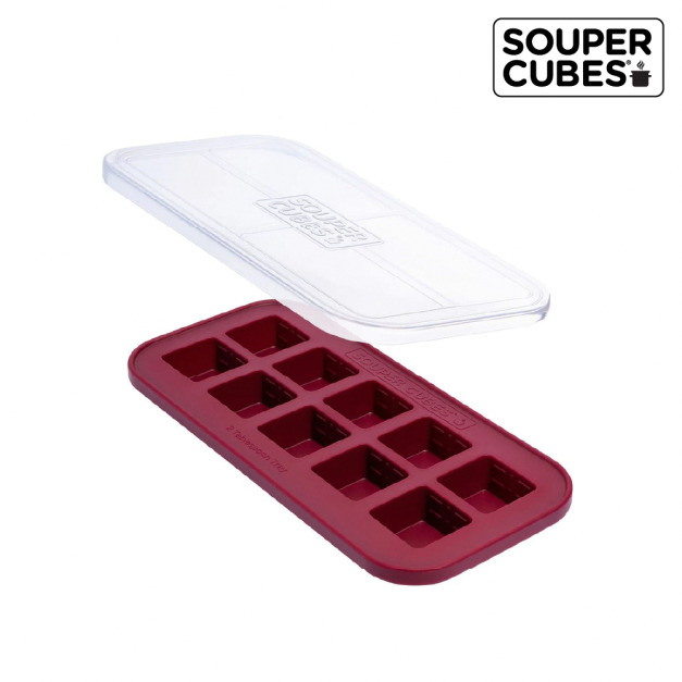 『新品預購-8月中下旬出貨』【Souper Cubes】多功能食品級矽膠保鮮盒10格(30ML/格)-酒紅色