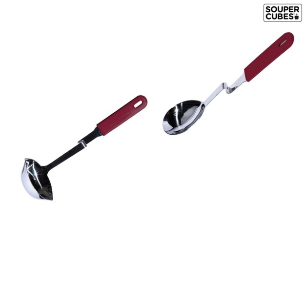 『新品現貨』【Souper Cubes】專利430湯匙+湯勺2入組_酒紅色