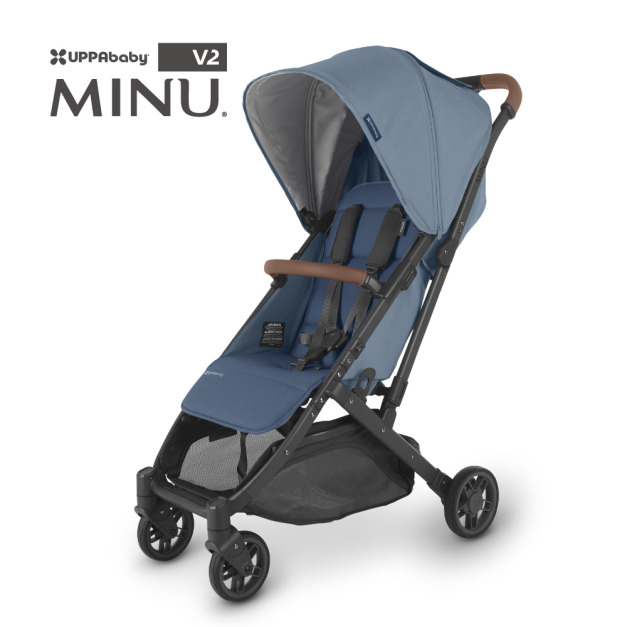 『福利品特賣會-無盒/瑕疵』【UPPAbaby】MINU V2魅力都會時尚推車-天峰藍12(含:前扶手防撞桿+擋雨罩)