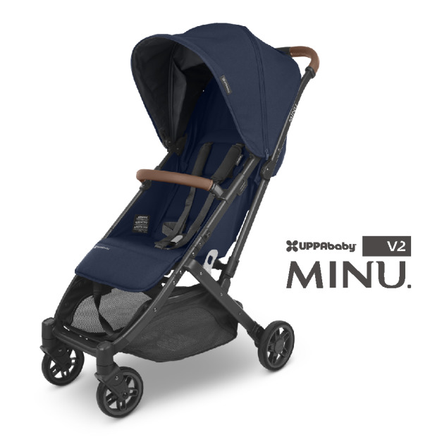 『福利品特賣會-無盒/瑕疵』【UPPAbaby】MINU V2魅力都會時尚推車-海軍藍14(含:前扶手防撞桿+擋雨罩)
