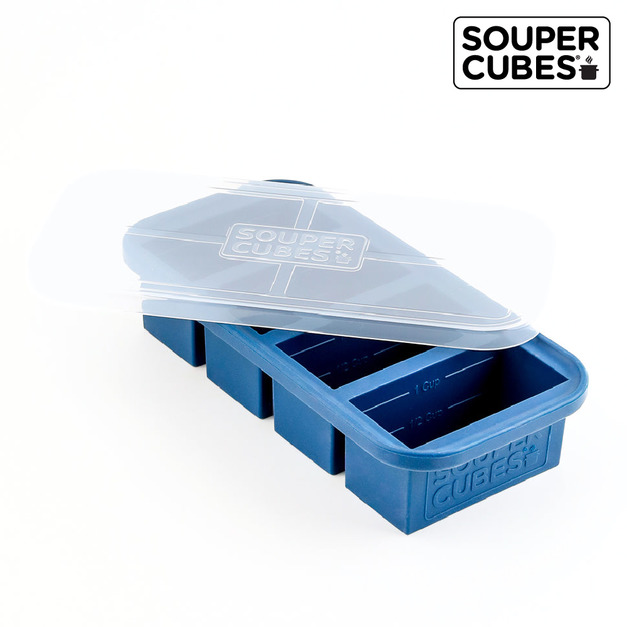 『新品現貨』【Souper Cubes】多功能食品級矽膠保鮮盒4格_暮光藍(250ML/格)