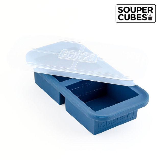 『新品現貨』【Souper Cubes】多功能食品級矽膠保鮮盒2格_暮光藍(500ML/格)