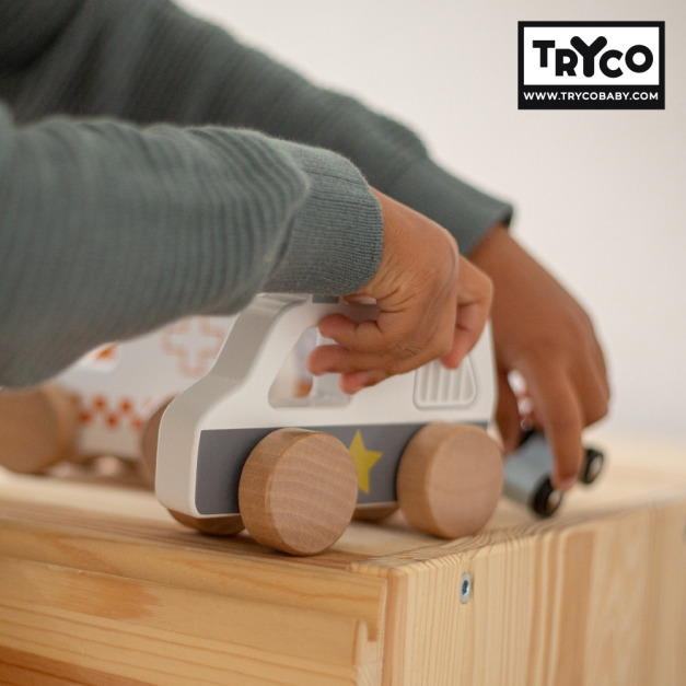 『專案使用_隨機出貨不挑款』【Tryco】木質小車-(警察車/消防車/救護車)